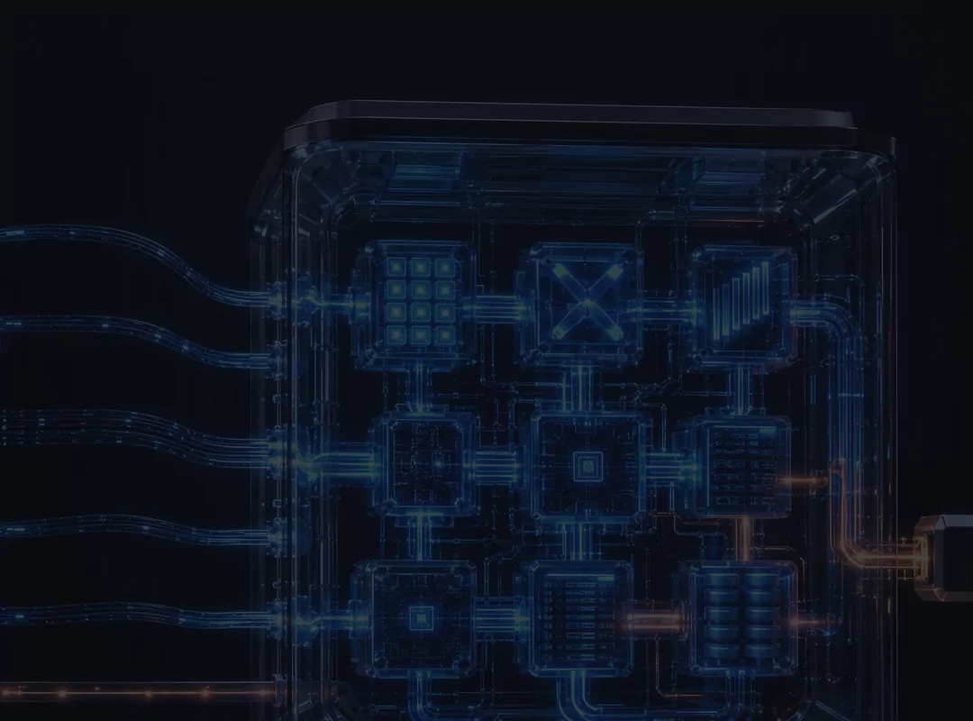 Concept art showing a proposed multi-role workflow inside an AgentHost Box.